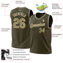Load image into Gallery viewer, Custom Olive Camo Cream-Black Authentic Throwback Salute To Service Basketball Jersey
