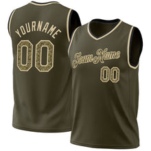 Load image into Gallery viewer, Custom Olive Camo Cream-Black Authentic Throwback Salute To Service Basketball Jersey
