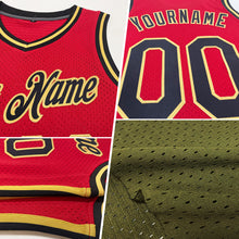 Load image into Gallery viewer, Custom Olive Gold-Red Authentic Throwback Salute To Service Basketball Jersey
