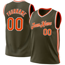 Load image into Gallery viewer, Custom Olive Orange-White Authentic Throwback Salute To Service Basketball Jersey

