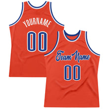 Load image into Gallery viewer, Custom Orange Royal-White Authentic Throwback Basketball Jersey
