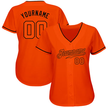 Custom Orange Orange-Black Authentic Baseball Jersey