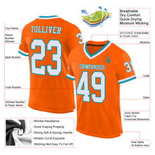 Load image into Gallery viewer, Custom Orange White-Teal Mesh Authentic Throwback Football Jersey
