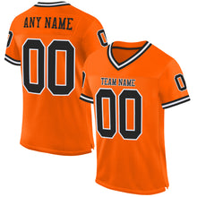 Load image into Gallery viewer, Custom Orange Black-White Mesh Authentic Throwback Football Jersey
