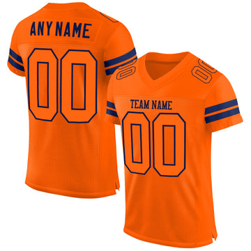 Custom Orange Orange-Navy Mesh Authentic Football Jersey