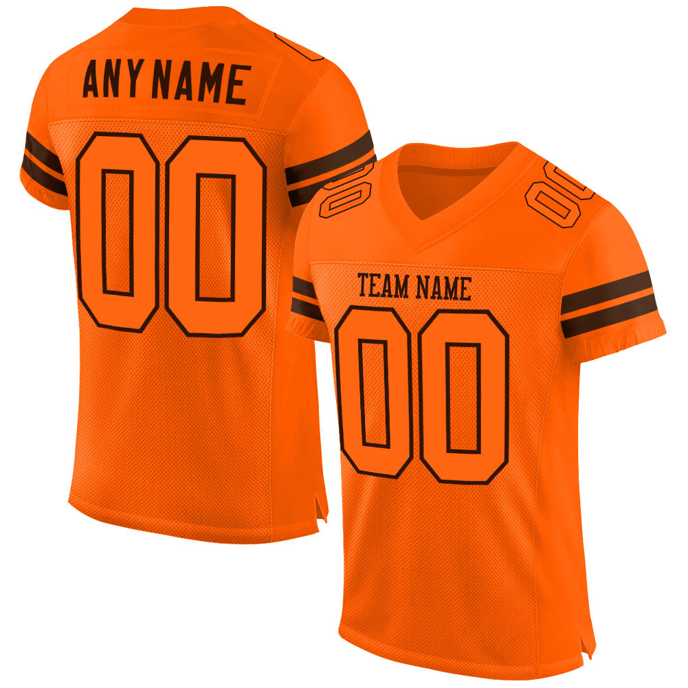 Custom Orange Orange-Brown Mesh Authentic Football Jersey