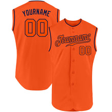 Load image into Gallery viewer, Custom Orange Orange-Navy Authentic Sleeveless Baseball Jersey
