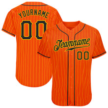 Load image into Gallery viewer, Custom Orange Gold Pinstripe Black-Gold Authentic Baseball Jersey
