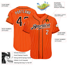 Load image into Gallery viewer, Custom Orange White Pinstripe Brown-White Authentic Baseball Jersey
