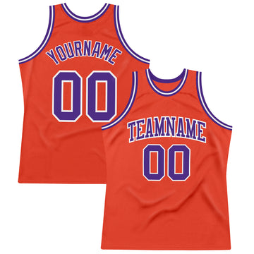 Custom Orange Purple-White Authentic Throwback Basketball Jersey