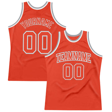 Custom Orange Orange-Gray Authentic Throwback Basketball Jersey