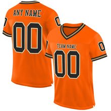 Load image into Gallery viewer, Custom Orange Black-Old Gold Mesh Authentic Throwback Football Jersey
