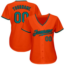 Load image into Gallery viewer, Custom Orange Teal-Black Authentic Baseball Jersey
