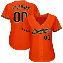 Load image into Gallery viewer, Custom Orange Black-Old Gold Authentic Baseball Jersey
