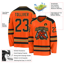 Load image into Gallery viewer, Custom Orange Black-Old Gold Hockey Jersey
