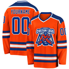 Load image into Gallery viewer, Custom Orange Royal-White Hockey Jersey
