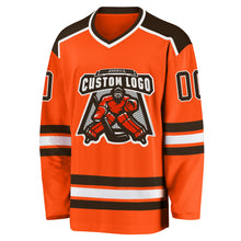 Load image into Gallery viewer, Custom Orange Brown-White Hockey Jersey

