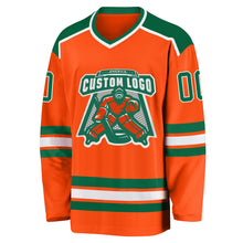 Load image into Gallery viewer, Custom Orange Kelly Green-White Hockey Jersey
