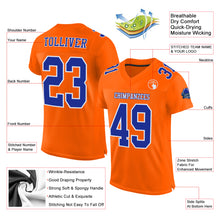 Load image into Gallery viewer, Custom Orange Royal-White Mesh Authentic Football Jersey
