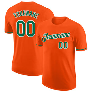 Custom Orange Kelly Green-White Performance T-Shirt