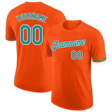 Load image into Gallery viewer, Custom Orange Teal-White Performance T-Shirt
