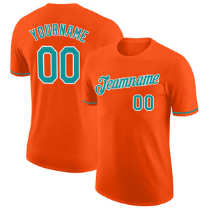 Custom Orange Teal-White Performance T-Shirt