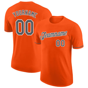 Custom Orange Steel Gray-White Performance T-Shirt