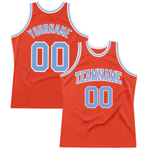 Load image into Gallery viewer, Custom Orange Light Blue-White Authentic Throwback Basketball Jersey
