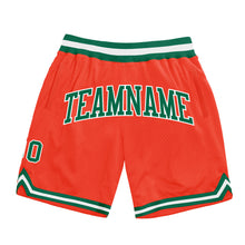 Load image into Gallery viewer, Custom Orange Kelly Green-White Authentic Throwback Basketball Shorts
