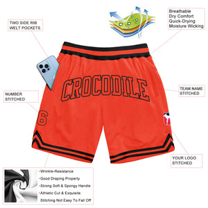 Custom Orange Orange-Black Authentic Throwback Basketball Shorts