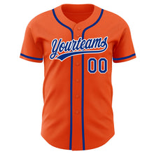 Load image into Gallery viewer, Custom Orange Royal-White Authentic Baseball Jersey
