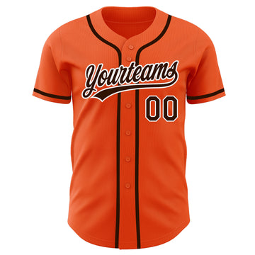 Custom Orange Brown-White Authentic Baseball Jersey