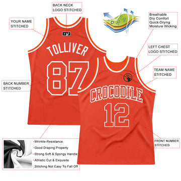 Custom Orange Orange-White Authentic Throwback Basketball Jersey