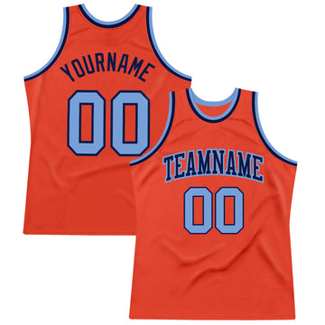 Custom Orange Light Blue-Navy Authentic Throwback Basketball Jersey
