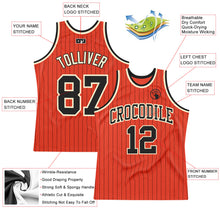 Load image into Gallery viewer, Custom Orange Black Pinstripe Black-Cream Authentic Basketball Jersey

