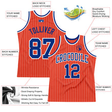 Load image into Gallery viewer, Custom Orange White Pinstripe Royal Authentic Basketball Jersey
