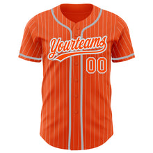 Load image into Gallery viewer, Custom Orange White Pinstripe Gray Authentic Baseball Jersey
