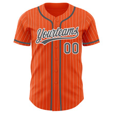 Load image into Gallery viewer, Custom Orange White Pinstripe Steel Gray Authentic Baseball Jersey
