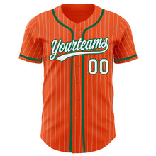 Load image into Gallery viewer, Custom Orange White Pinstripe Kelly Green Authentic Baseball Jersey

