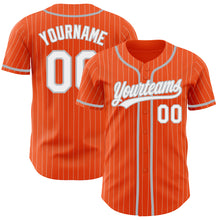Load image into Gallery viewer, Custom Orange White Pinstripe Gray Authentic Baseball Jersey
