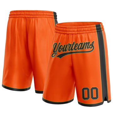 Custom Orange Black-Old Gold Authentic Basketball Shorts