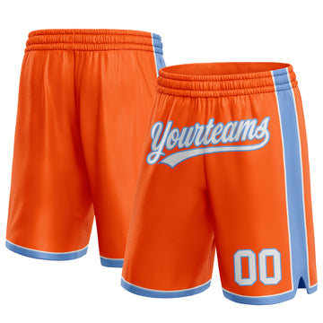 Custom Orange White-Light Blue Authentic Basketball Shorts