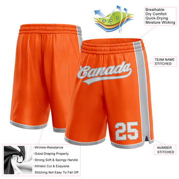 Custom Orange White-Gray Authentic Basketball Shorts