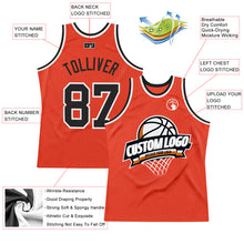 Load image into Gallery viewer, Custom Orange Black-White Authentic Throwback Basketball Jersey
