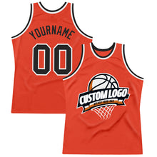 Load image into Gallery viewer, Custom Orange Black-White Authentic Throwback Basketball Jersey
