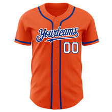 Load image into Gallery viewer, Custom Orange Royal-White Authentic Baseball Jersey
