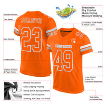 Load image into Gallery viewer, Custom Orange White-Gray Mesh Authentic Football Jersey
