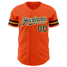 Load image into Gallery viewer, Custom Orange Black Cream-Old Gold Authentic Baseball Jersey
