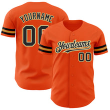 Load image into Gallery viewer, Custom Orange Black Cream-Old Gold Authentic Baseball Jersey
