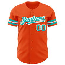 Load image into Gallery viewer, Custom Orange Aqua-White Authentic Baseball Jersey

